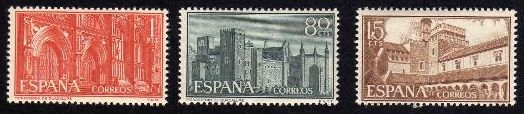 z vendido España 1959 1250/2 Sellos ** Monasterio Ntra. Sra. Guadalupe Completa Claustro Vista General y Fachada Timbre Espagne Spain Spagna